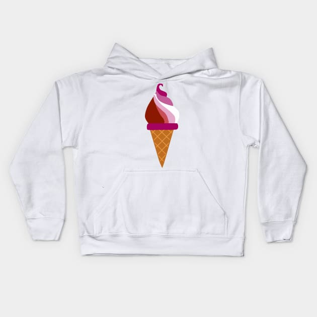 Lesbian LGBT Pride Ice Cream Cone Kids Hoodie by RyanDoodles